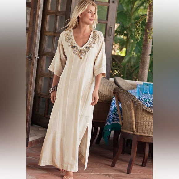 Soft Surroundings Other - Soft Surroundings Hand-Embroidered Ibiza Caftan